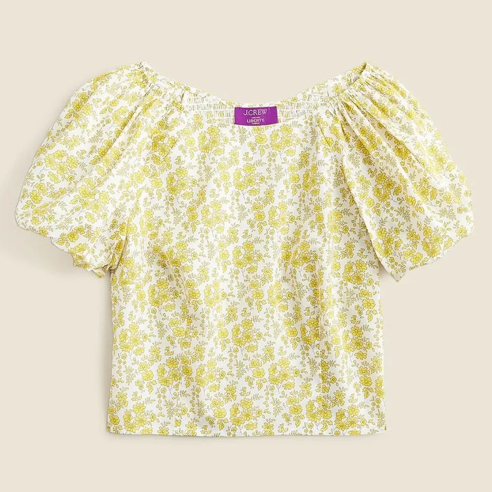 NWT J.Crew Fitted puff-sleeve top in Liberty™ Capel fabric